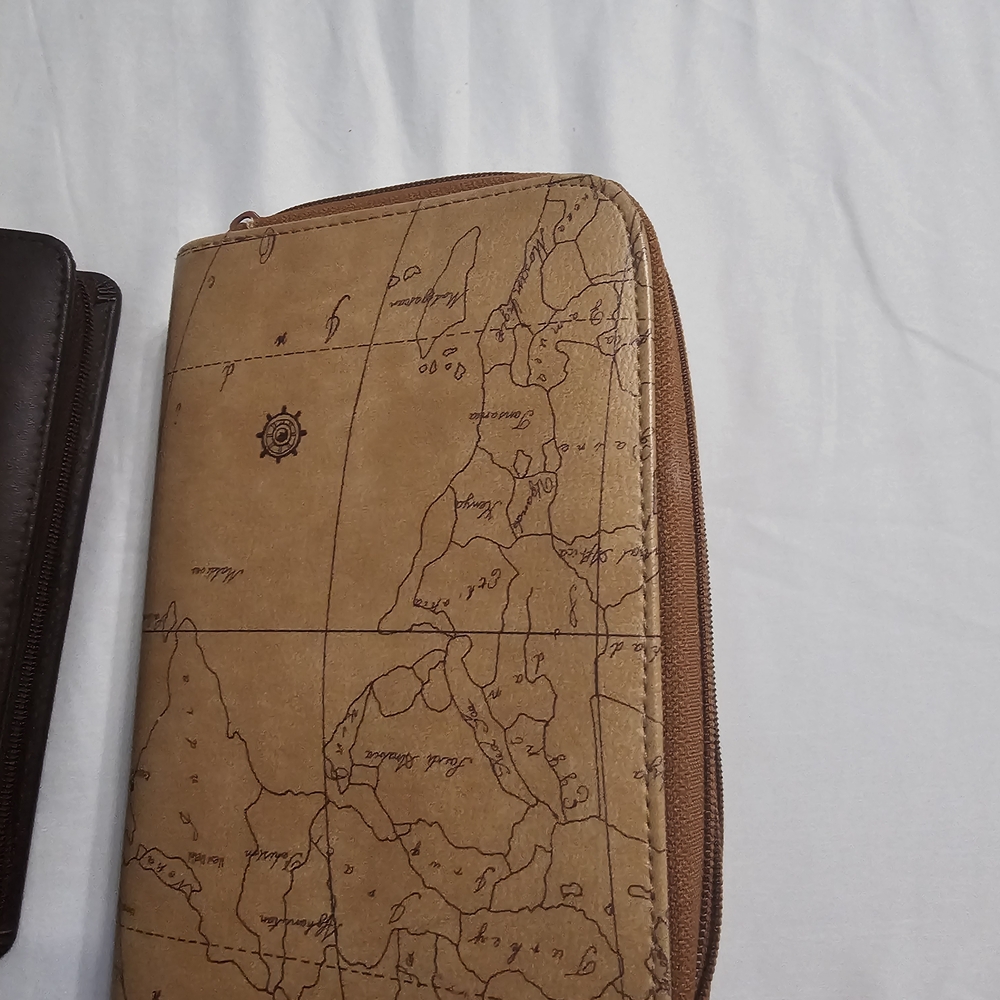 Tan Map Print Men's Wallet